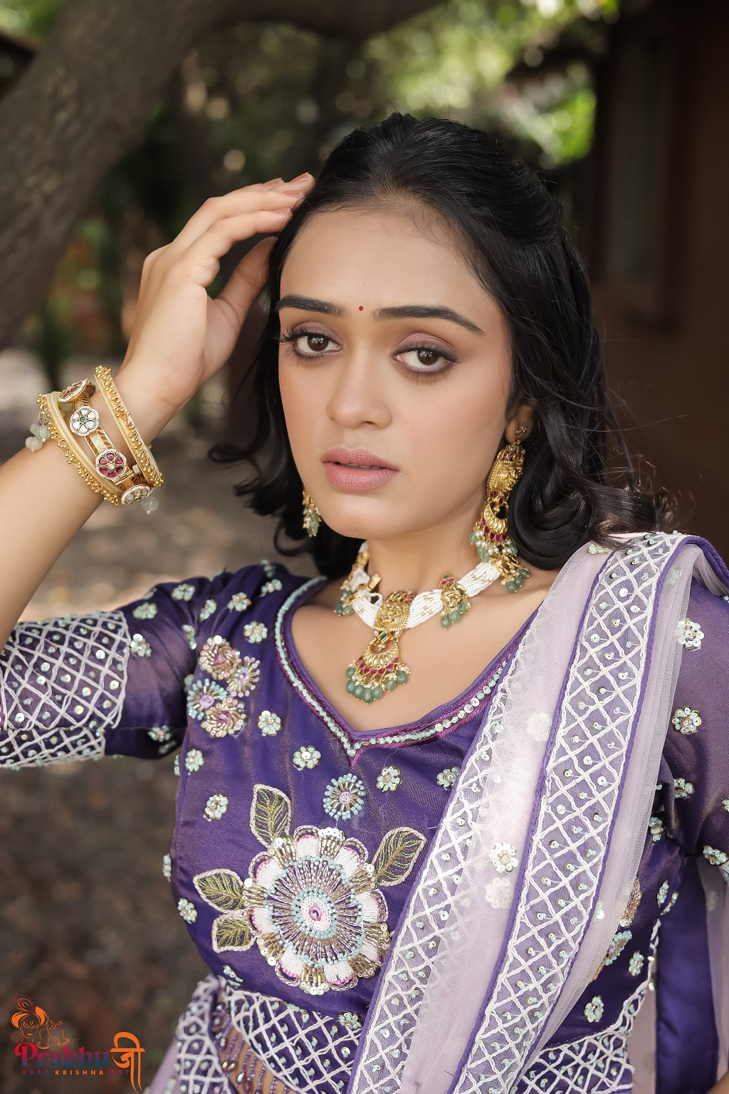 Royal Lavender Embroidered Wedding Lehenga Choli with Net Dupatta