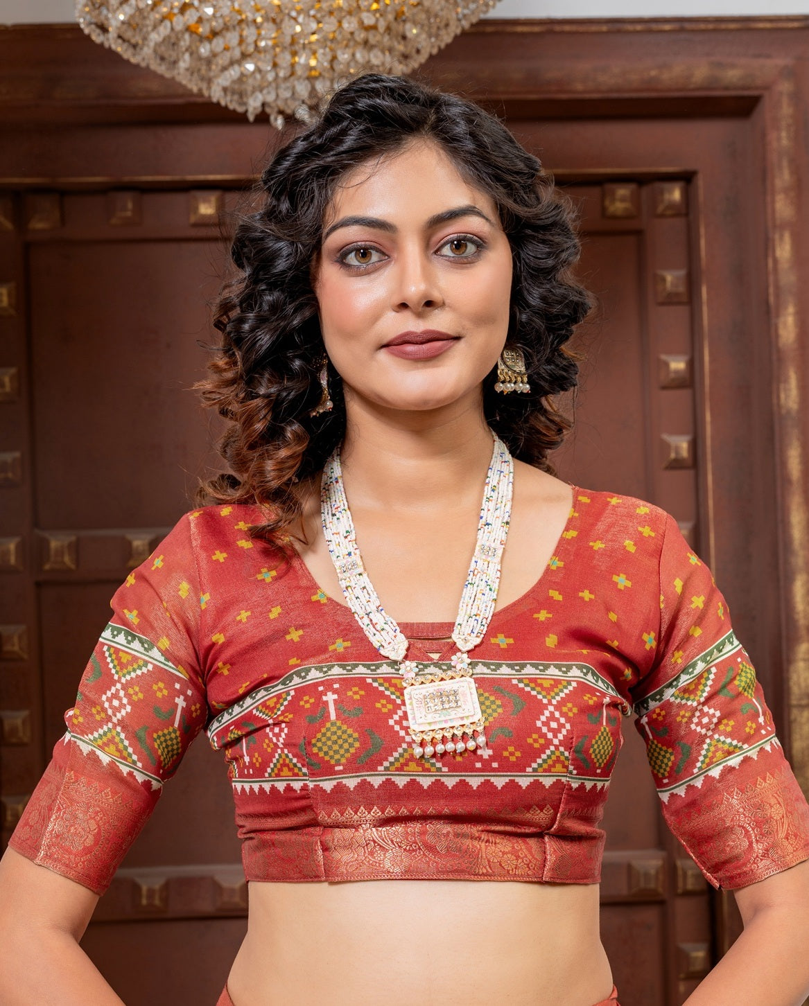 Exquisite Mustard & Rust Patola Print Art Silk Saree