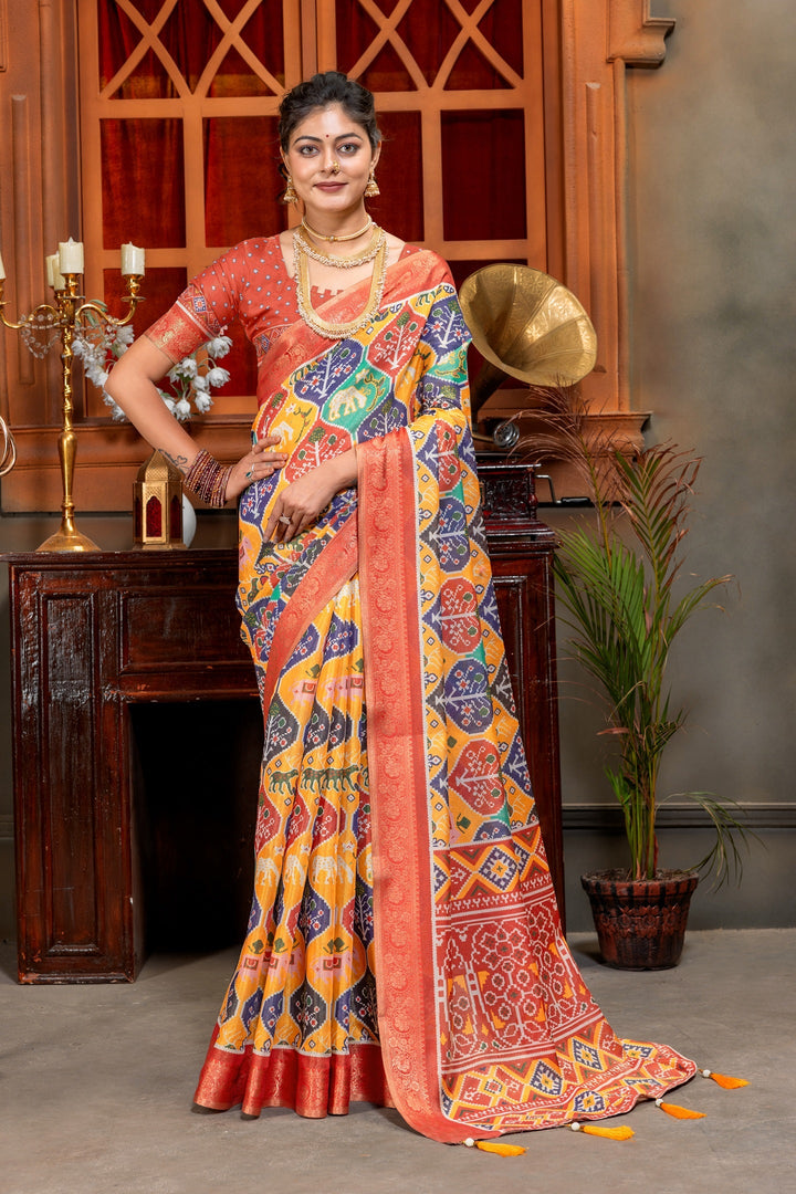 Elegant Multicolor Patola Silk Saree with Traditional Motif Prints