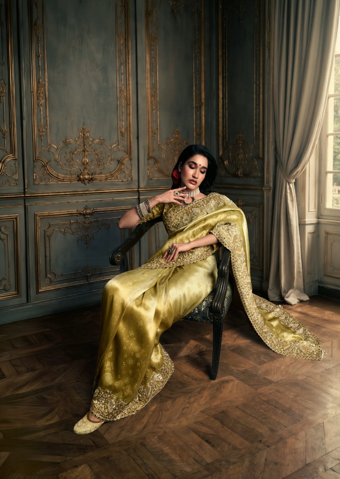 Olive Royale Beadwork Saree