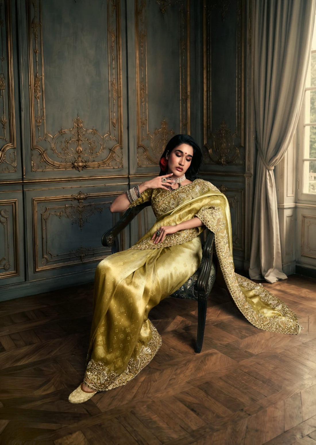 Olive Royale Beadwork Saree