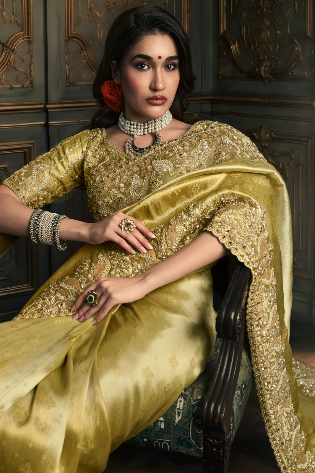 Olive Royale Beadwork Saree