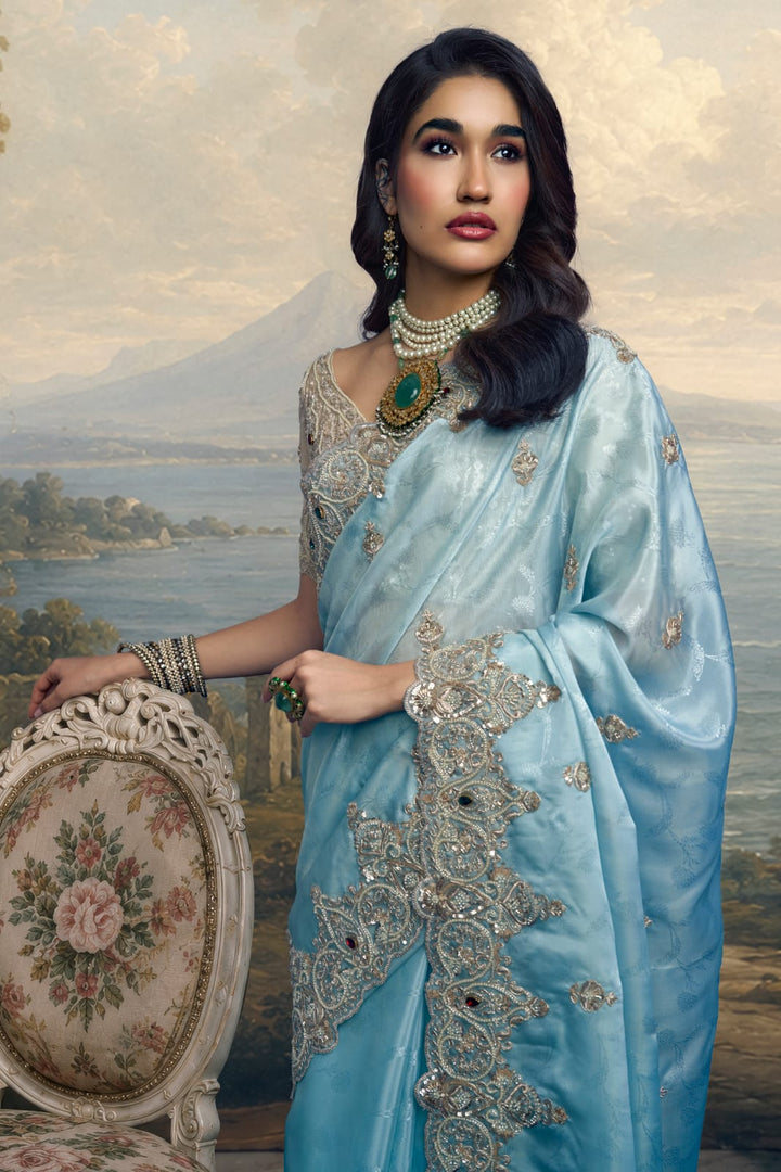 Celeste Pearl Bead & Stone Work Saree