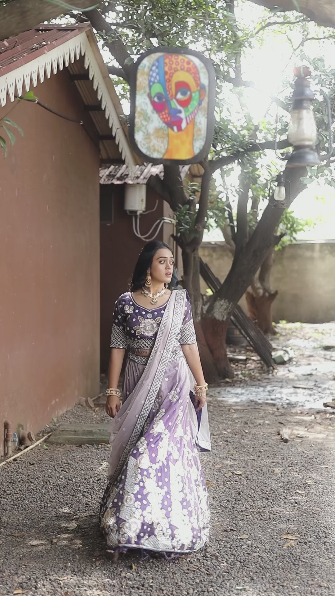 Royal Lavender Embroidered Wedding Lehenga Choli with Net Dupatta